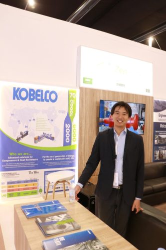 Kobelco representative at Zentech booth during SABIC Technical Meeting 2025