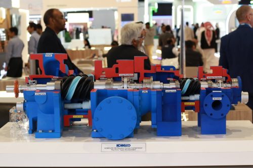 Kobelco screw compressor front view at SABIC 2025
